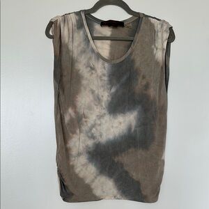 Alice + Olivia Brown and Cream Sleeveless Muscle Tee